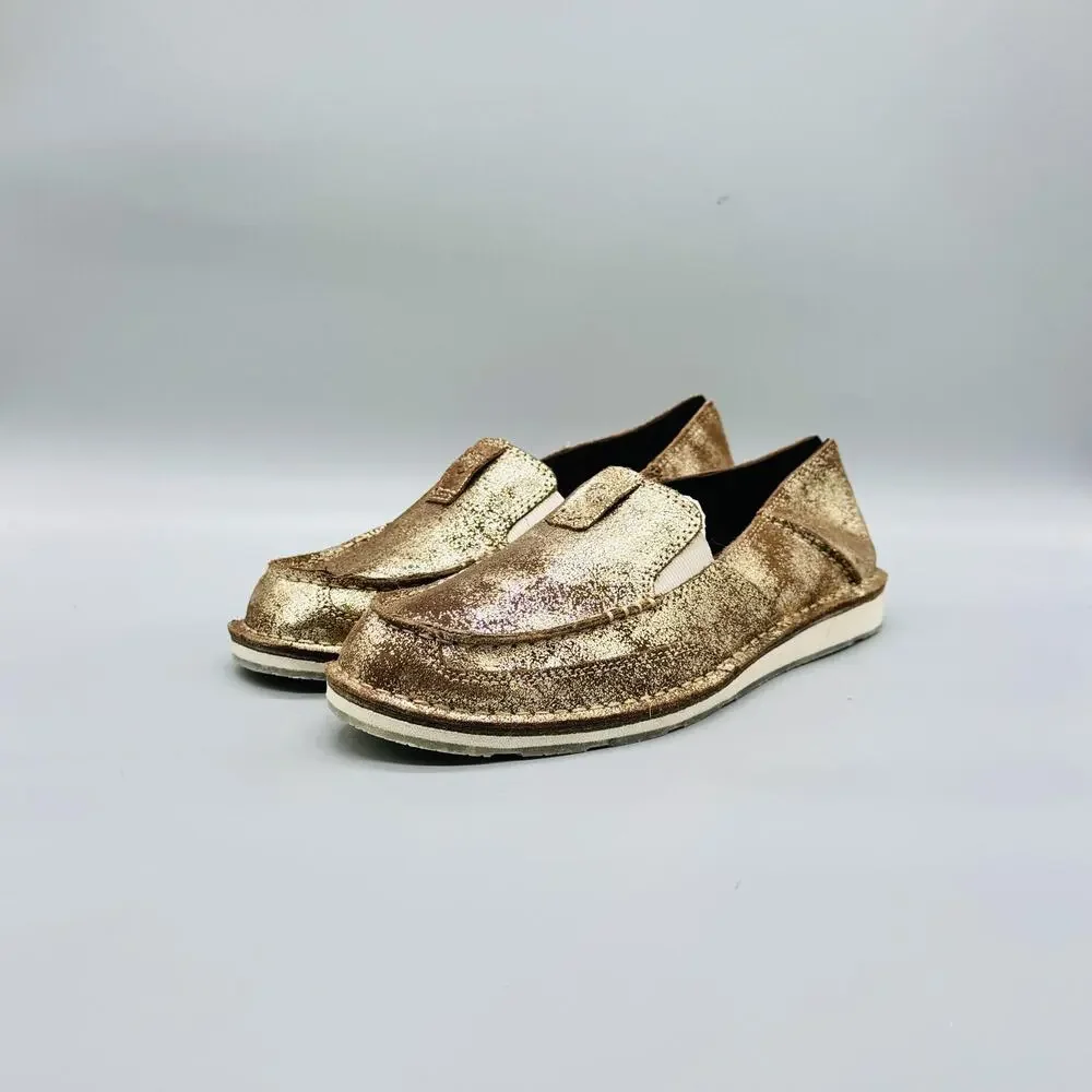 Ariat Shoes Womens 10 Gold Leather Glitter Cruiser Moccasin Flats Slip On Casual